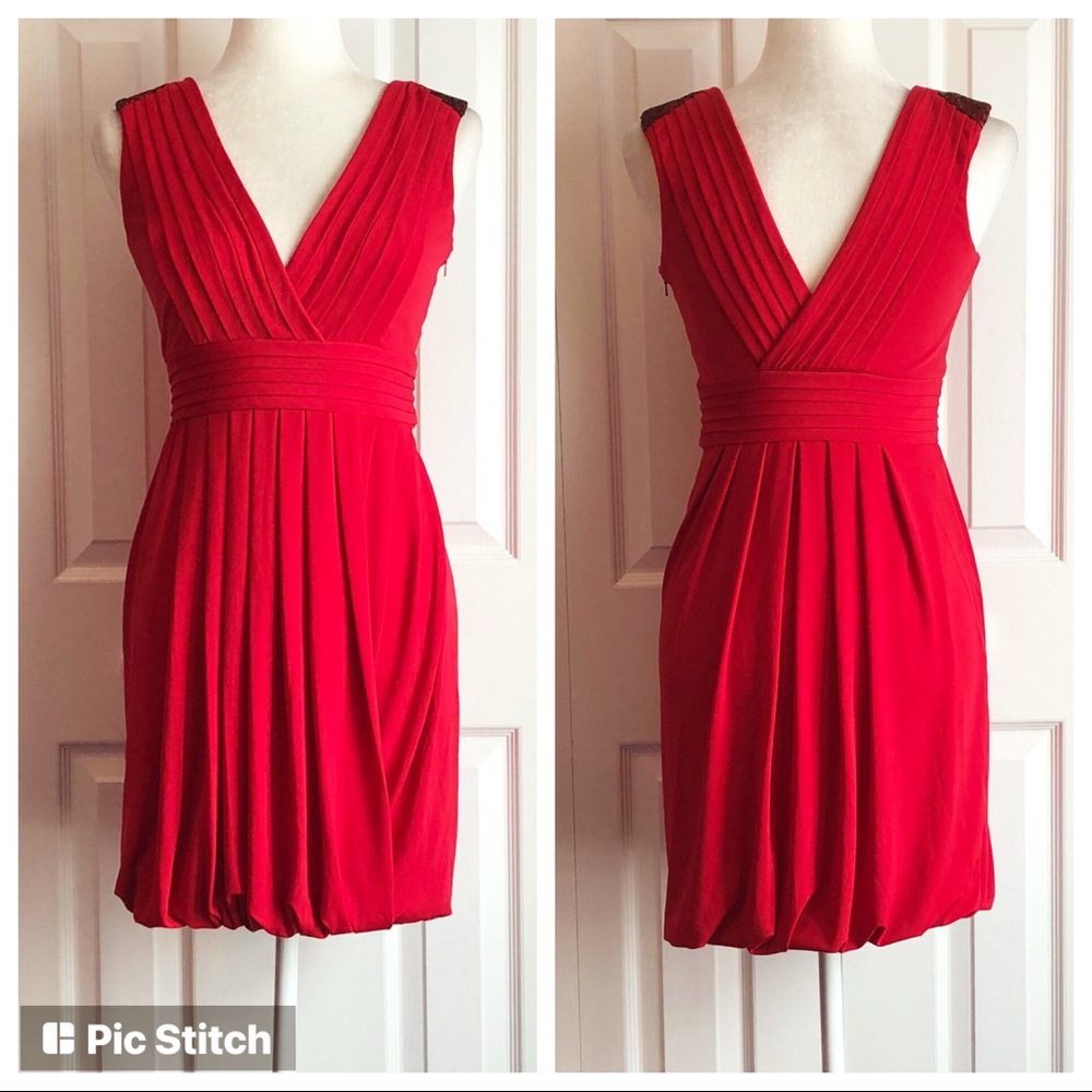 Max and Cleo Red & Black Lace Formal Mini Sheath Cocktail Dress Size 4